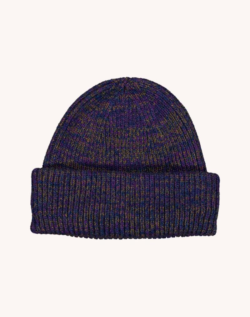 OLOW Falco Merinowoll-Beanie Marineblau Meliert – Produktansicht